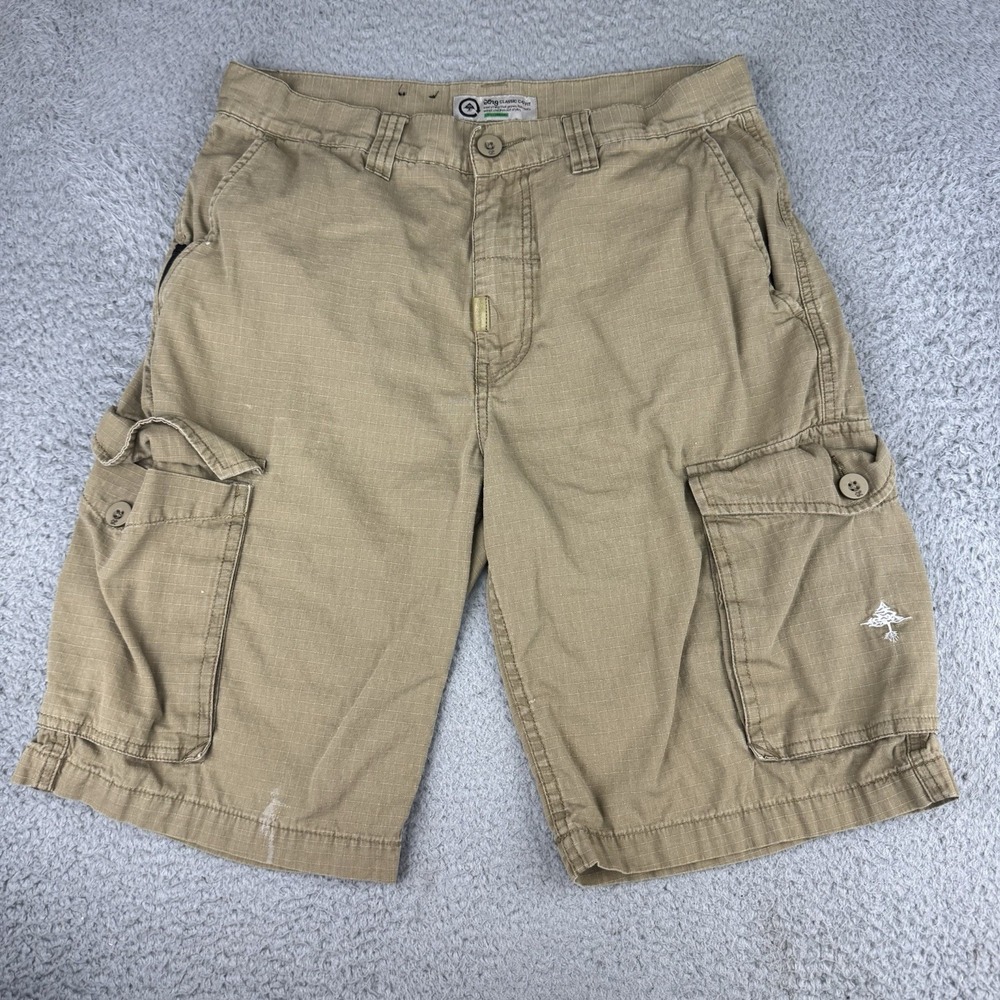 Timberland Cargo‎ Shorts Mens 32 Beige Khaki Canvas Rip Stop Pockets Hiking Y2K